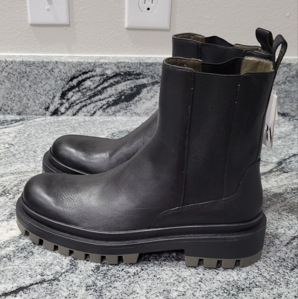 Zara Black Grey Sole Ankle Boots